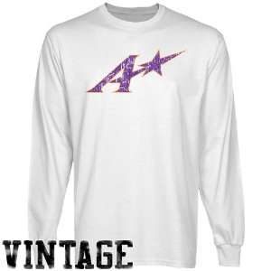 NCAA Evansville Purple Aces White Distressed Logo Vintage Long Sleeve 