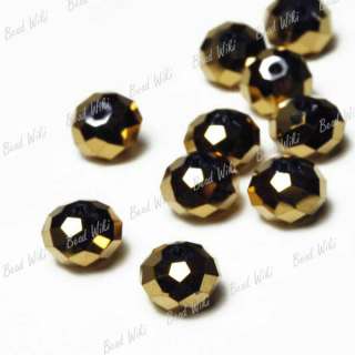 72pcs Special Effects Gold Rondelle Cut Faceted Crystal Glass Beads 8 