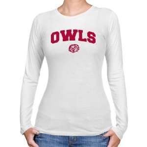  Temple Owls Ladies White Logo Arch Long Sleeve Slim Fit T 