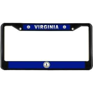  Virginia State Flag Black License Plate Frame Metal Holder 