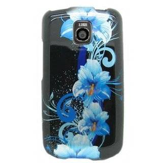 Hard Snap on Shield BLACK With BLUE FLOWERS Design Faceplate Cover 