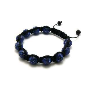  New & Cool Faux Blue Iced Out Stone Ball Macrame Bracelet 