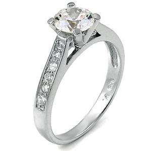   Silver Cubic Zirconia 2.0 carat Round Promise Engagement Ring  