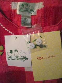 NEW Quacker Factory Checkerboard Leap Frogs Sweater 1X, NWT  