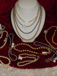 CZECH PEARL NECKLACE DIFFERENT SIZE RHINESTONE CLASP  