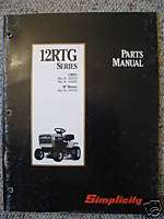 Simplicity Parts Manual Lawn Tractor 12RTG Mower  