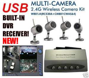 Wireless 4*IR Camera Kit Home Security USB DVR Systems  