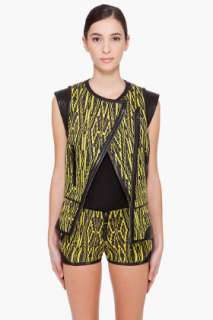 Barbara Bui Yellow & Black Leather Trimmed Vest for women  