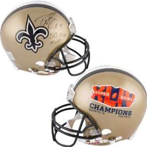   Saints Super Bowl Xliv Drew Brees Signed Pro Line Helmet Sports