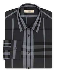 Burberry London Charcoal Check Contemporary Fit Dress Shirt