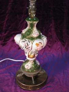 Capodimonte Hand Painted Porcelain Lamp Cherub, Brass  