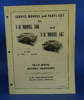Voice of Music Service Manual 406 407 Record Changer  