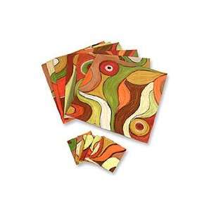   Placemats and coasters, Dancing Leaves (set for 6)