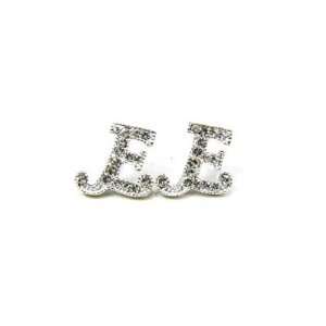  E Silver Crystal Initial Letter Stud Earrings LA1196 Arts 