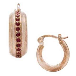Rose Gold Cuff Earrings w/ Red Crystals & Snap Post  