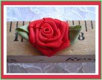 25 RED & Willow 1 Inch SATIN Ribbon ROSES APPLIQUES Trim REBORN  