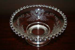   Glass Cut Floral Sterling Silver Base   Excellent Condition  