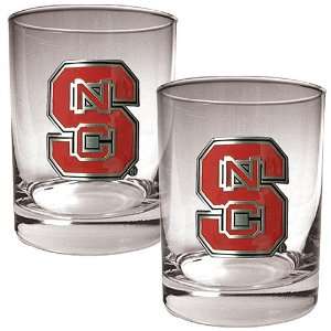    NCSU NC State Wolfpack Rock Glass Set of Two