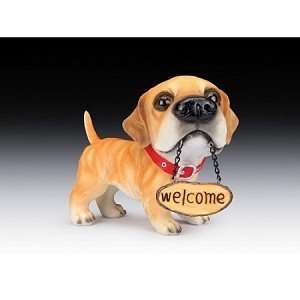 Golden Retriever with Welcome Sign
