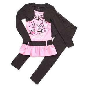 ONE STEP UP Girls Size 10/12 Horse Shrug Tunic Pants Outfit, Pink and 