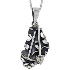 925 Sterling Silver Pick and Shovel Pendant (w/ 18 Silver Chain), 1 7 