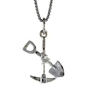   ) Tall Pick and Shovel Pendant (w/ 18 Silver Chain) 