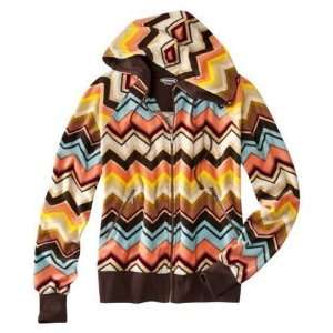 Missoni Velour HOODIE with Pockets   Brown with Multi color Zig zag 