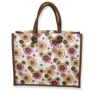  Blush Blooms Woven Jute Tote Bag Jewelry