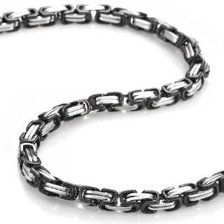 Mechanic Style Stainless Steel Mens Necklace Chain 55 cm (Silver Black 