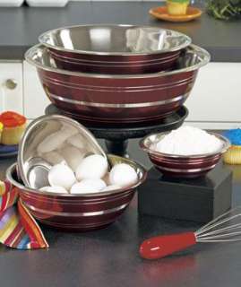 PIECE STAINLESS STEEL MIXING BOWL SET   BURGUNDY/BLUE  