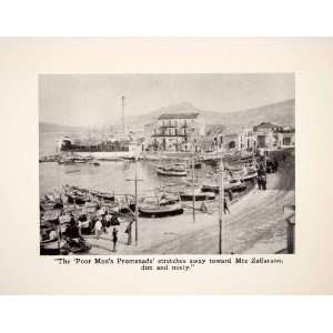   Italy Waterway Walkway Seaport   Original Halftone Print Home