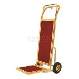  Deluxe Brass Hotel Luggage Hand Truck With Carpeted Deck 