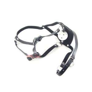   Leather Muzzle Harness (White Ball Gag with Airways) 
