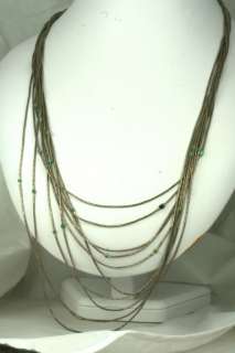 VTG LIQUID STERLING SILVER 10 STRAND NECKLACE TURQUOISE  
