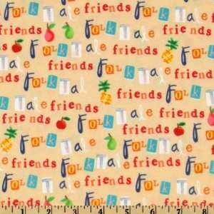   Friends Flannel Words Cream Fabric By The Yard Arts, Crafts & Sewing