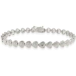  Sterling Silver Diamond accent Heart Bracelet Jewelry