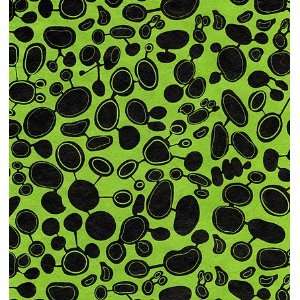Pluto Printed Lama Li Paper  Black Pattern on Green Paper; 22x30 Inch 