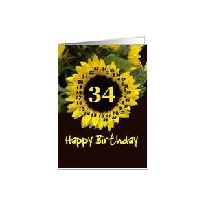  34 Years Birthday Card with Sunflower Card Toys & Games