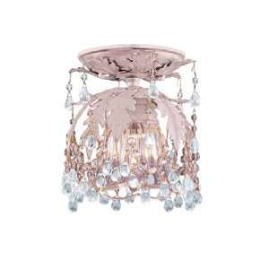  Blush Wrought Iron Flush Mount with Clear Murano Crystals 