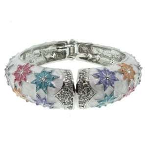  Pastel Silver Tone Crystal Bangle Bracelet Fashion Jewelry 