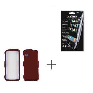 Red Hard Rubberized Protector Case + PREMIUM LCD Screen Protector w 