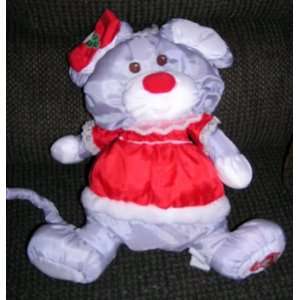  1989 Fisher Price Puffalumps Christmas Mouse in Red Dress 