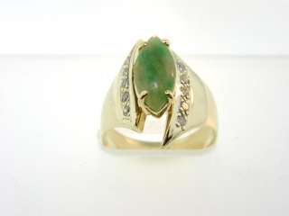 Beautiful Genuine Diamond & Jade with 14K Solid Yellow Gold Cocktail 