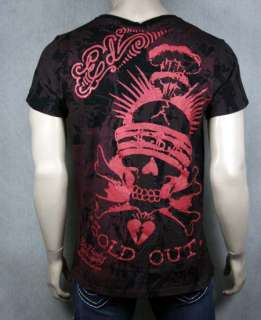 ED Hardy Mens SOLD OUT SKULL t shirt Foil Black NEW  