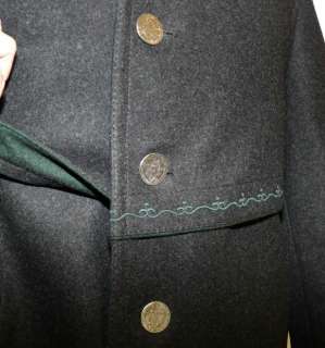 MEN BLACK Winter Loden WOOL German Suit Over COAT 44 L  