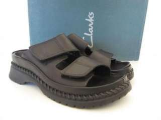 Womens CLARKS 32611 Black Leather Walking Sandals 6  