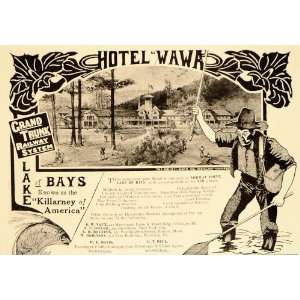 1908 Ad Hotel Wawa Lake of Bays Grand Truck Railway   Original Print 