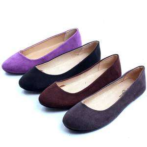   Slip On Shoes Ladies Faux Suede Ballerina Slippers Womens Ballet Flats