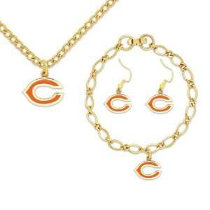  NFL Chicago Bears Ladies Gold Tone Jewelry Gift Set 