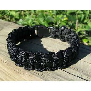  Para Cord Survival Bracelet Black 8 Inch Sports 